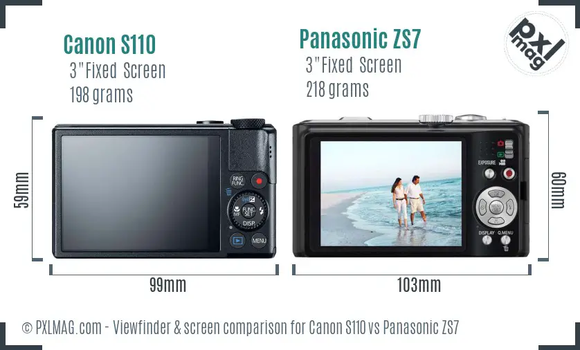 Canon S110 vs Panasonic ZS7 Screen and Viewfinder comparison Canon S110 vs Panasonic ZS7 Screen and Viewfinder comparison
