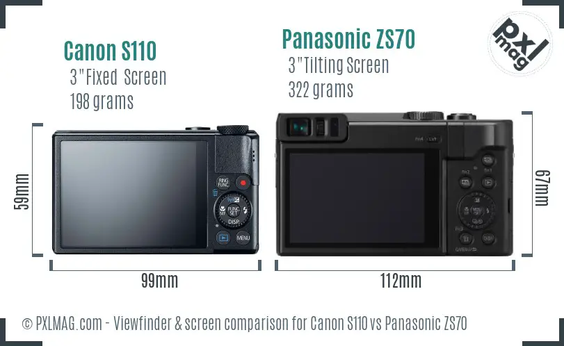 Canon S110 vs Panasonic ZS70 Screen and Viewfinder comparison