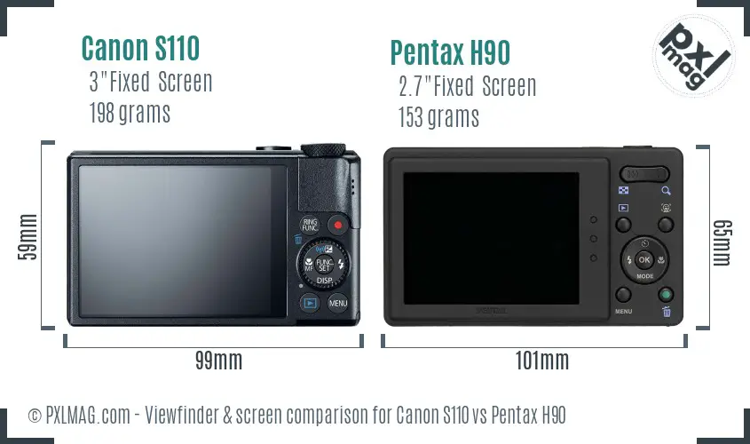 Canon S110 vs Pentax H90 Screen and Viewfinder comparison Canon S110 vs Pentax H90 Screen and Viewfinder comparison
