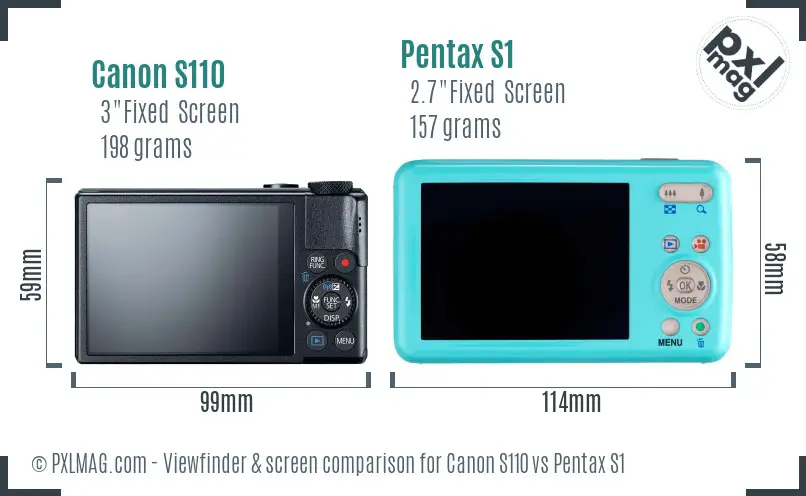 Canon S110 vs Pentax S1 Screen and Viewfinder comparison