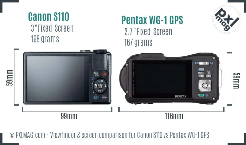 Canon S110 vs Pentax WG-1 GPS Screen and Viewfinder comparison Canon S110 vs Pentax WG-1 GPS Screen and Viewfinder comparison