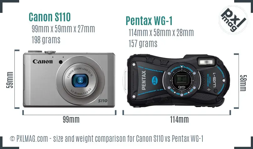 Canon S110 vs Pentax WG-1 size comparison Canon S110 vs Pentax WG-1 size comparison