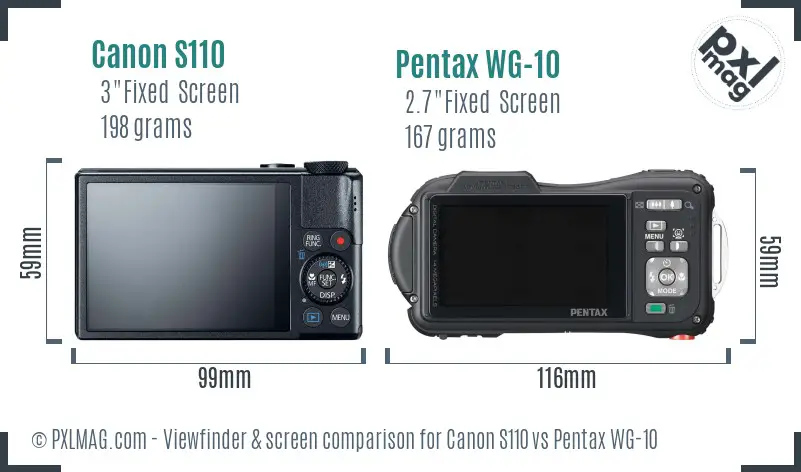 Canon S110 vs Pentax WG-10 Screen and Viewfinder comparison
