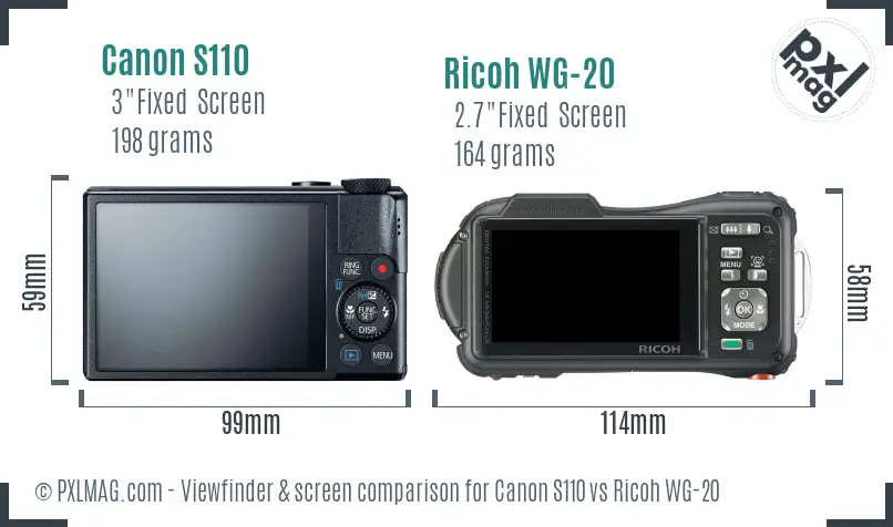 Canon S110 vs Ricoh WG-20 Screen and Viewfinder comparison