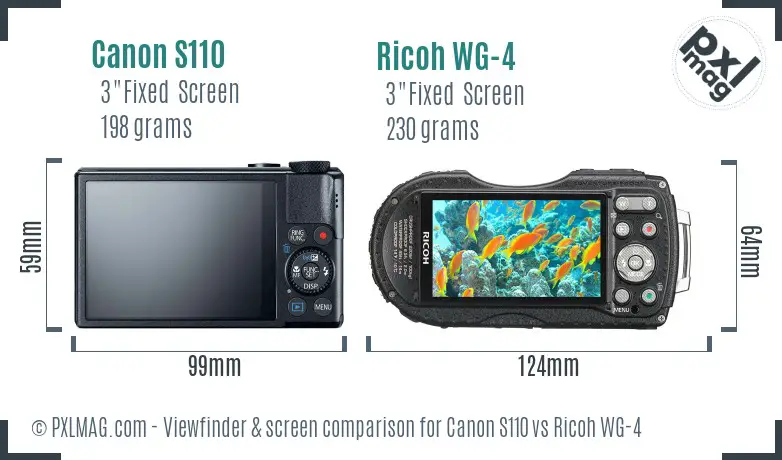 Canon S110 vs Ricoh WG-4 Screen and Viewfinder comparison