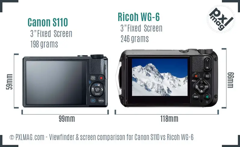 Canon S110 vs Ricoh WG-6 Screen and Viewfinder comparison Canon S110 vs Ricoh WG-6 Screen and Viewfinder comparison