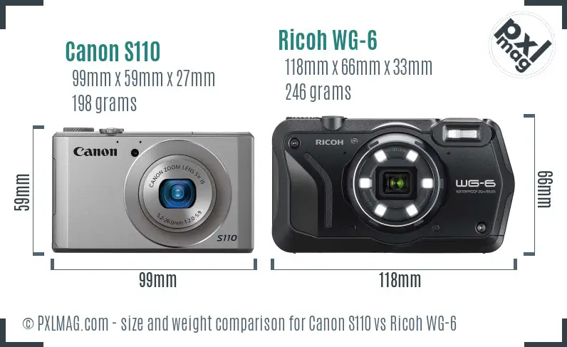 Canon S110 vs Ricoh WG-6 size comparison Canon S110 vs Ricoh WG-6 size comparison