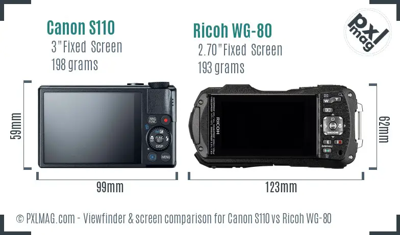 Canon S110 vs Ricoh WG-80 Screen and Viewfinder comparison