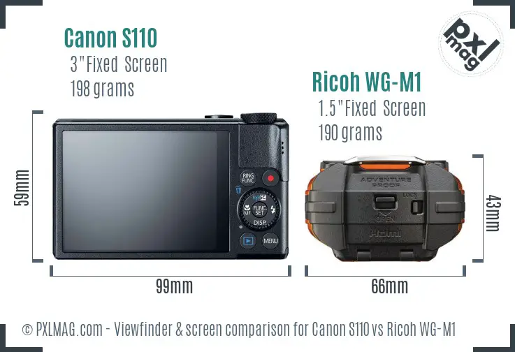 Canon S110 vs Ricoh WG-M1 Screen and Viewfinder comparison