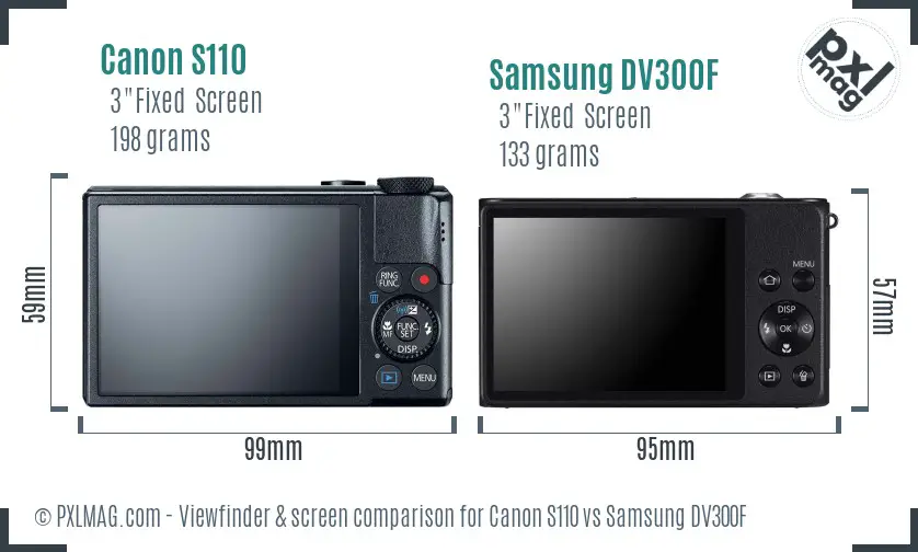 Canon S110 vs Samsung DV300F Screen and Viewfinder comparison