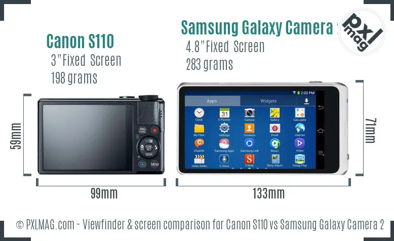 Canon S110 vs Samsung Galaxy Camera 2 Screen and Viewfinder comparison
