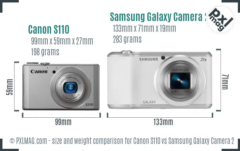 Canon S110 vs Samsung Galaxy Camera 2 size comparison
