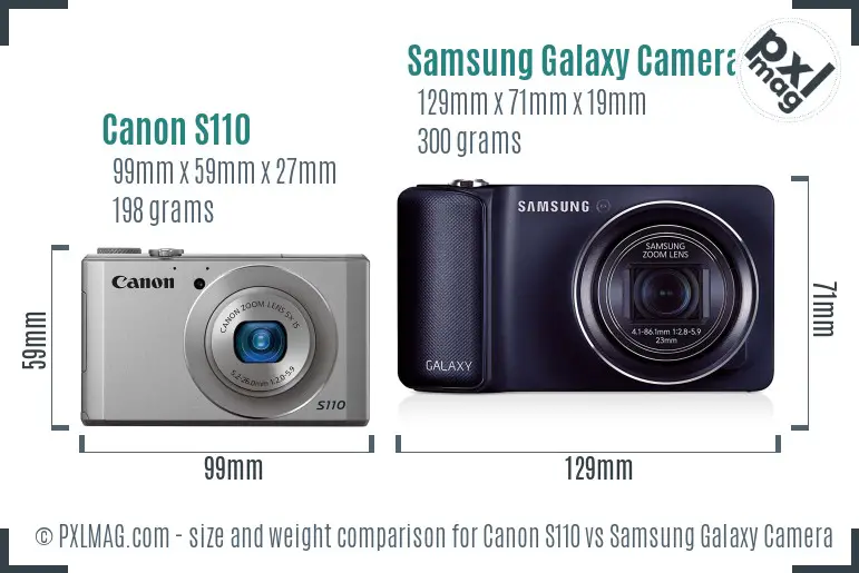Canon S110 vs Samsung Galaxy Camera size comparison