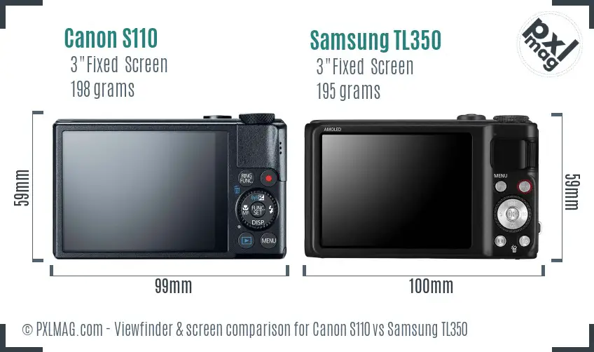 Canon S110 vs Samsung TL350 Screen and Viewfinder comparison