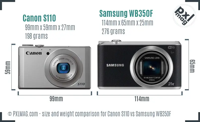 Canon S110 vs Samsung WB350F size comparison