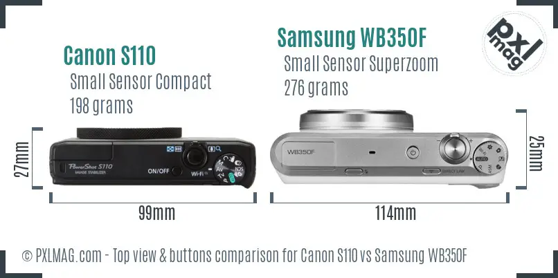 Canon S110 vs Samsung WB350F top view buttons comparison