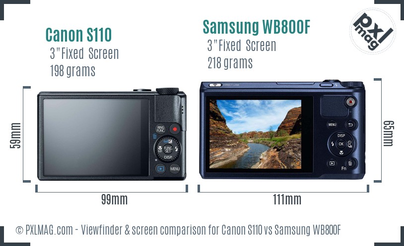 Canon S110 vs Samsung WB800F Screen and Viewfinder comparison