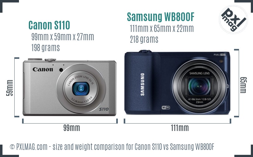 Canon S110 vs Samsung WB800F size comparison Canon S110 vs Samsung WB800F size comparison