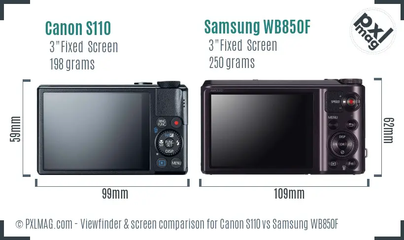 Canon S110 vs Samsung WB850F Screen and Viewfinder comparison Canon S110 vs Samsung WB850F Screen and Viewfinder comparison