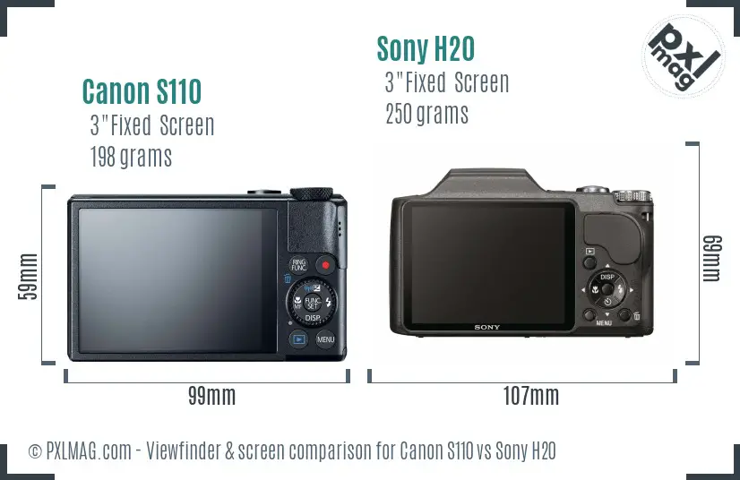 Canon S110 vs Sony H20 Screen and Viewfinder comparison Canon S110 vs Sony H20 Screen and Viewfinder comparison
