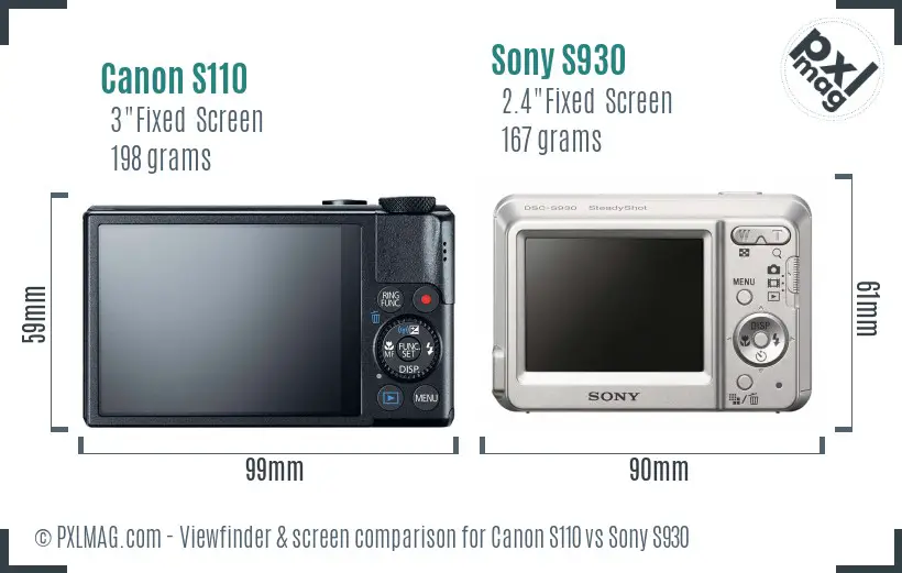 Canon S110 vs Sony S930 Screen and Viewfinder comparison Canon S110 vs Sony S930 Screen and Viewfinder comparison
