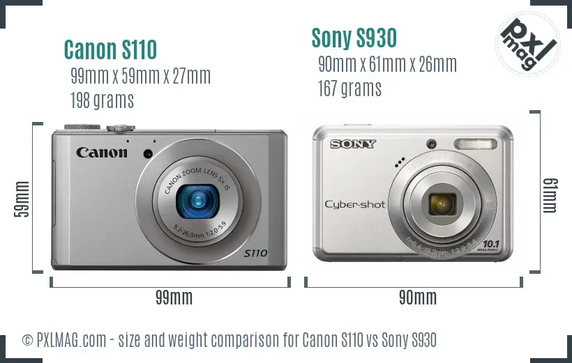 Canon S110 vs Sony S930 size comparison Canon S110 vs Sony S930 size comparison