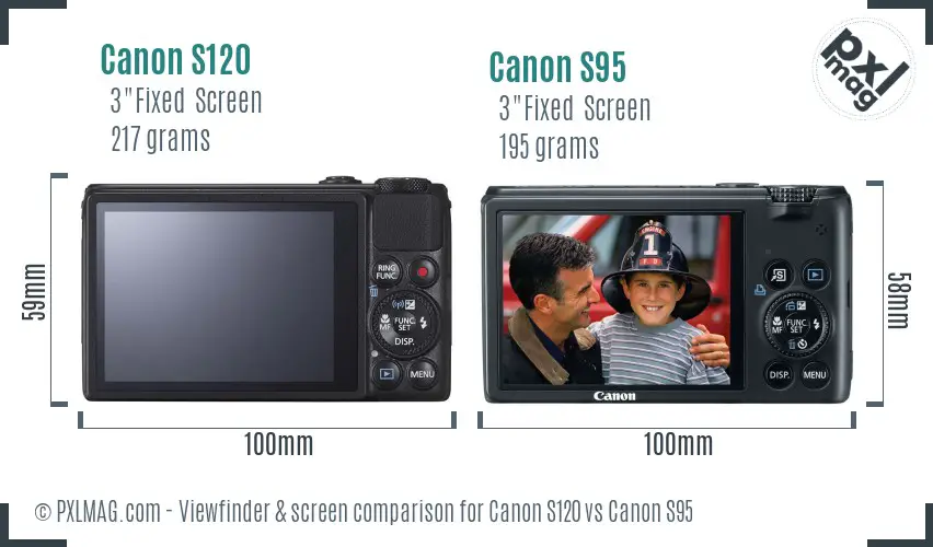 Canon S120 vs Canon S95 Screen and Viewfinder comparison