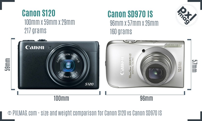 Canon S120 vs Canon SD970 IS size comparison Canon S120 vs Canon SD970 IS size comparison