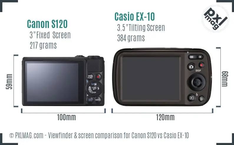 Canon S120 vs Casio EX-10 Screen and Viewfinder comparison