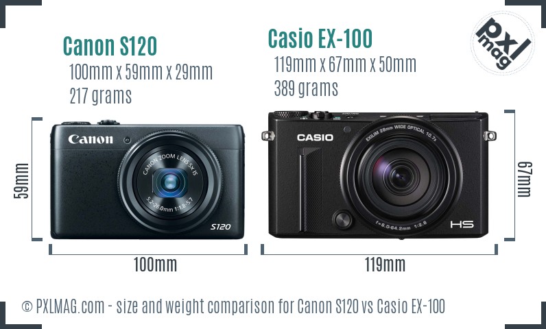 Canon S120 vs Casio EX-100 size comparison Canon S120 vs Casio EX-100 size comparison