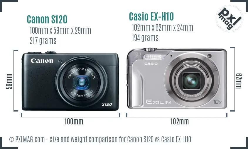 Canon S120 vs Casio EX-H10 size comparison