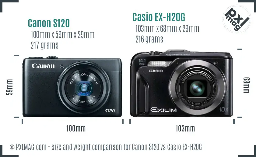 Canon S120 vs Casio EX-H20G size comparison