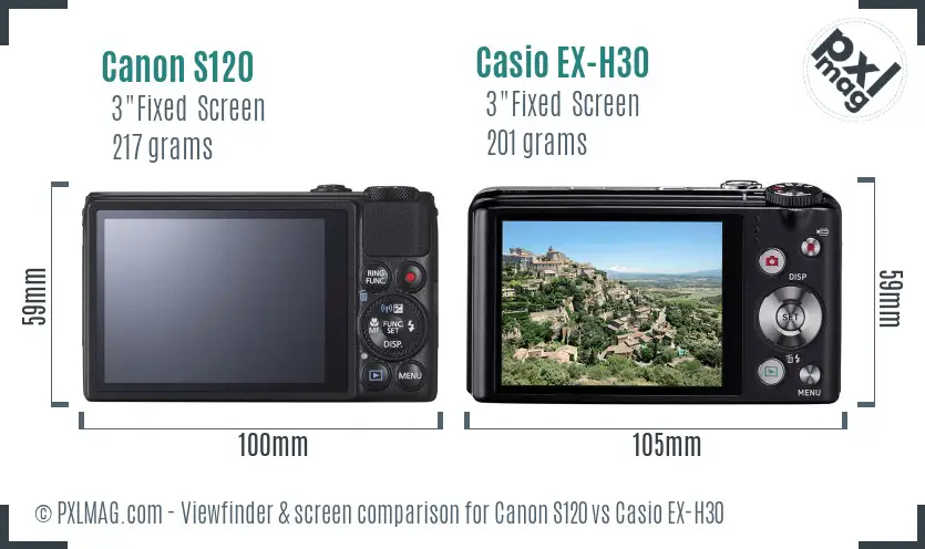 Canon S120 vs Casio EX-H30 Screen and Viewfinder comparison Canon S120 vs Casio EX-H30 Screen and Viewfinder comparison