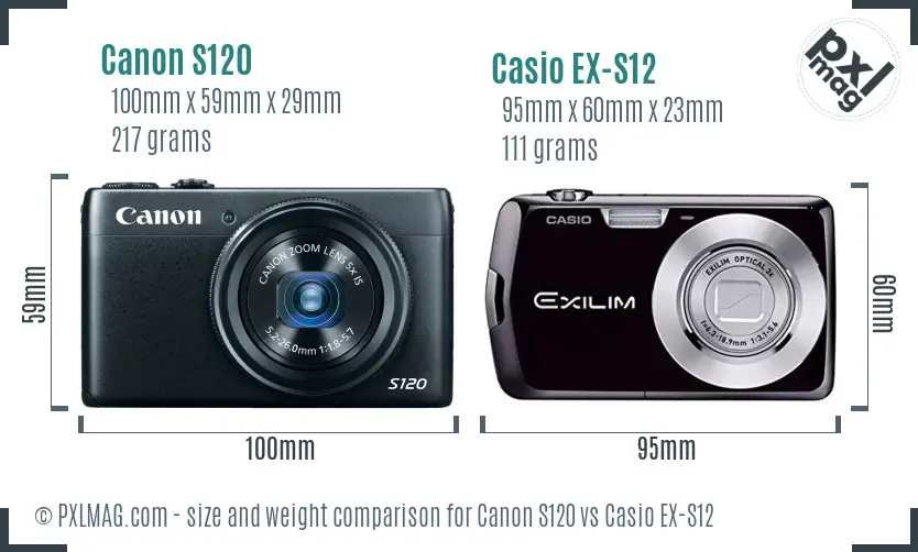 Canon S120 vs Casio EX-S12 size comparison
