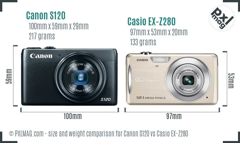 Canon S120 vs Casio EX-Z280 size comparison