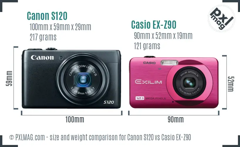 Canon S120 vs Casio EX-Z90 size comparison