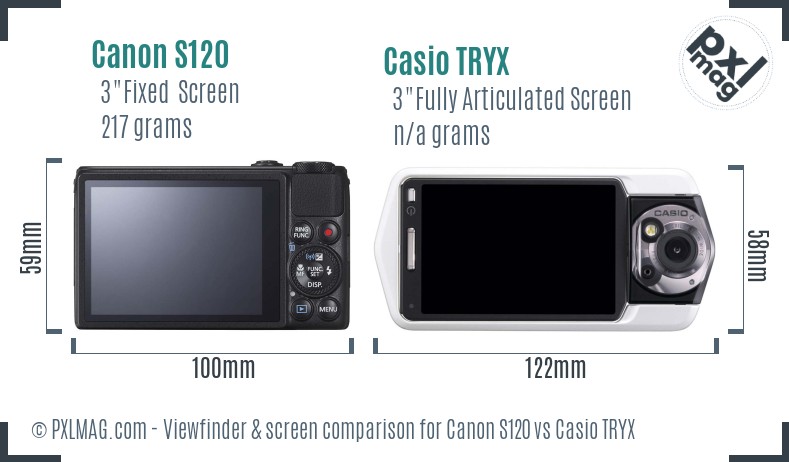 Canon S120 vs Casio TRYX Screen and Viewfinder comparison