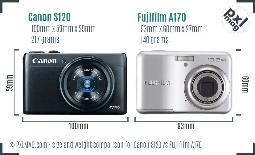 Canon S120 vs Fujifilm A170 size comparison Canon S120 vs Fujifilm A170 size comparison
