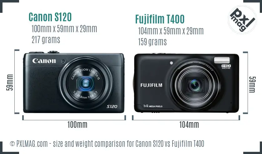Canon S120 vs Fujifilm T400 size comparison Canon S120 vs Fujifilm T400 size comparison
