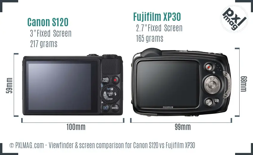 Canon S120 vs Fujifilm XP30 Screen and Viewfinder comparison Canon S120 vs Fujifilm XP30 Screen and Viewfinder comparison