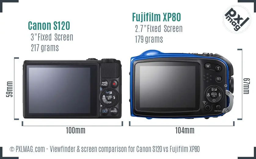 Canon S120 vs Fujifilm XP80 Screen and Viewfinder comparison