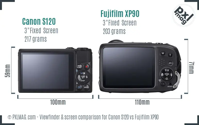 Canon S120 vs Fujifilm XP90 Screen and Viewfinder comparison