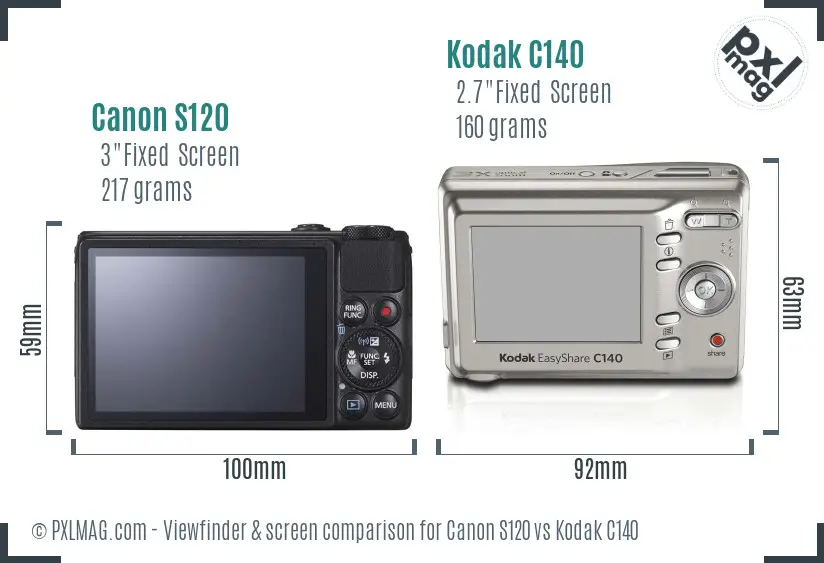 Canon S120 vs Kodak C140 Screen and Viewfinder comparison Canon S120 vs Kodak C140 Screen and Viewfinder comparison