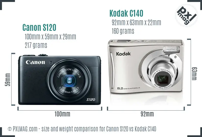 Canon S120 vs Kodak C140 size comparison Canon S120 vs Kodak C140 size comparison