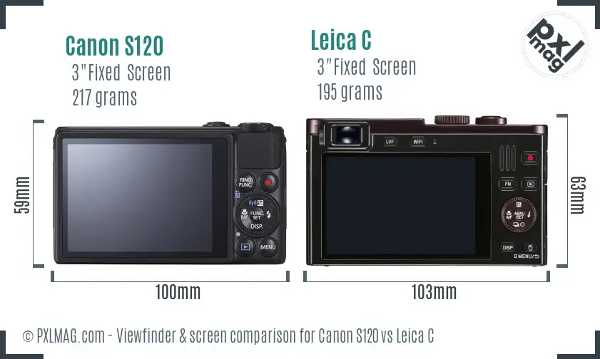 Canon S120 vs Leica C Screen and Viewfinder comparison