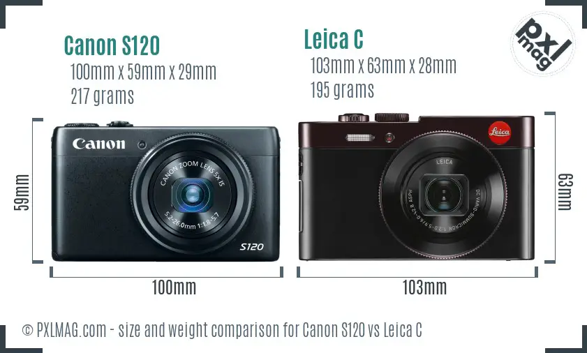 Canon S120 vs Leica C size comparison