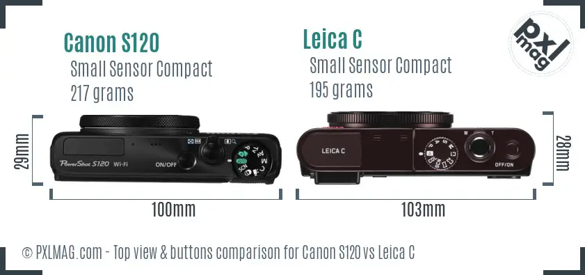 Canon S120 vs Leica C top view buttons comparison