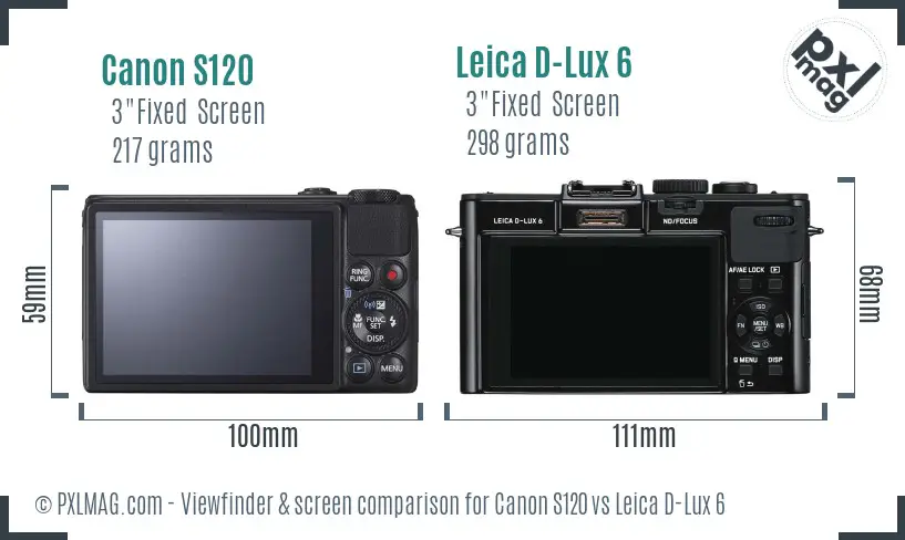 Canon S120 vs Leica D-Lux 6 Screen and Viewfinder comparison