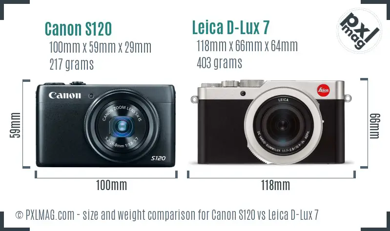 Canon S120 vs Leica D-Lux 7 size comparison