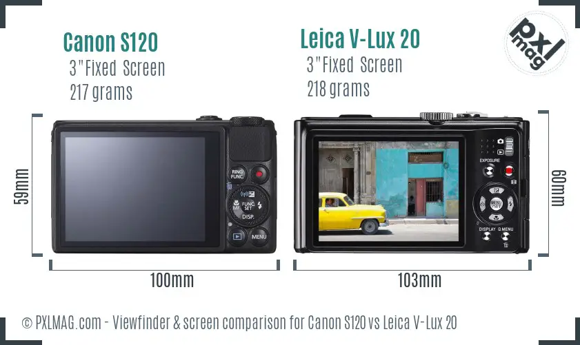 Canon S120 vs Leica V-Lux 20 Screen and Viewfinder comparison